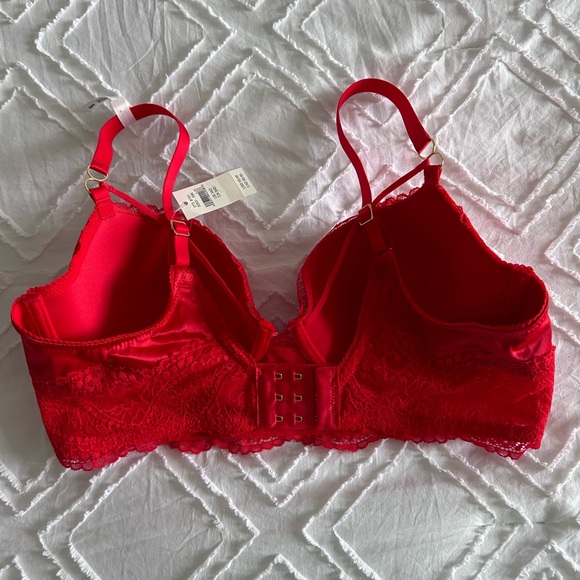 Aerie Real Power Paisley Lace Strappy Red Balconette Bra 34D NWT - Picture 6 of 7